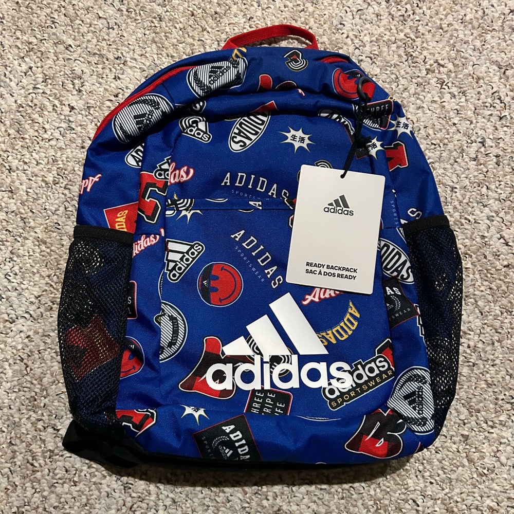 New Adidas Youth Blue Graphic 22.5L Backpack NWT